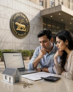 A man and a woman looking at home loan after rbi mpc august 2026